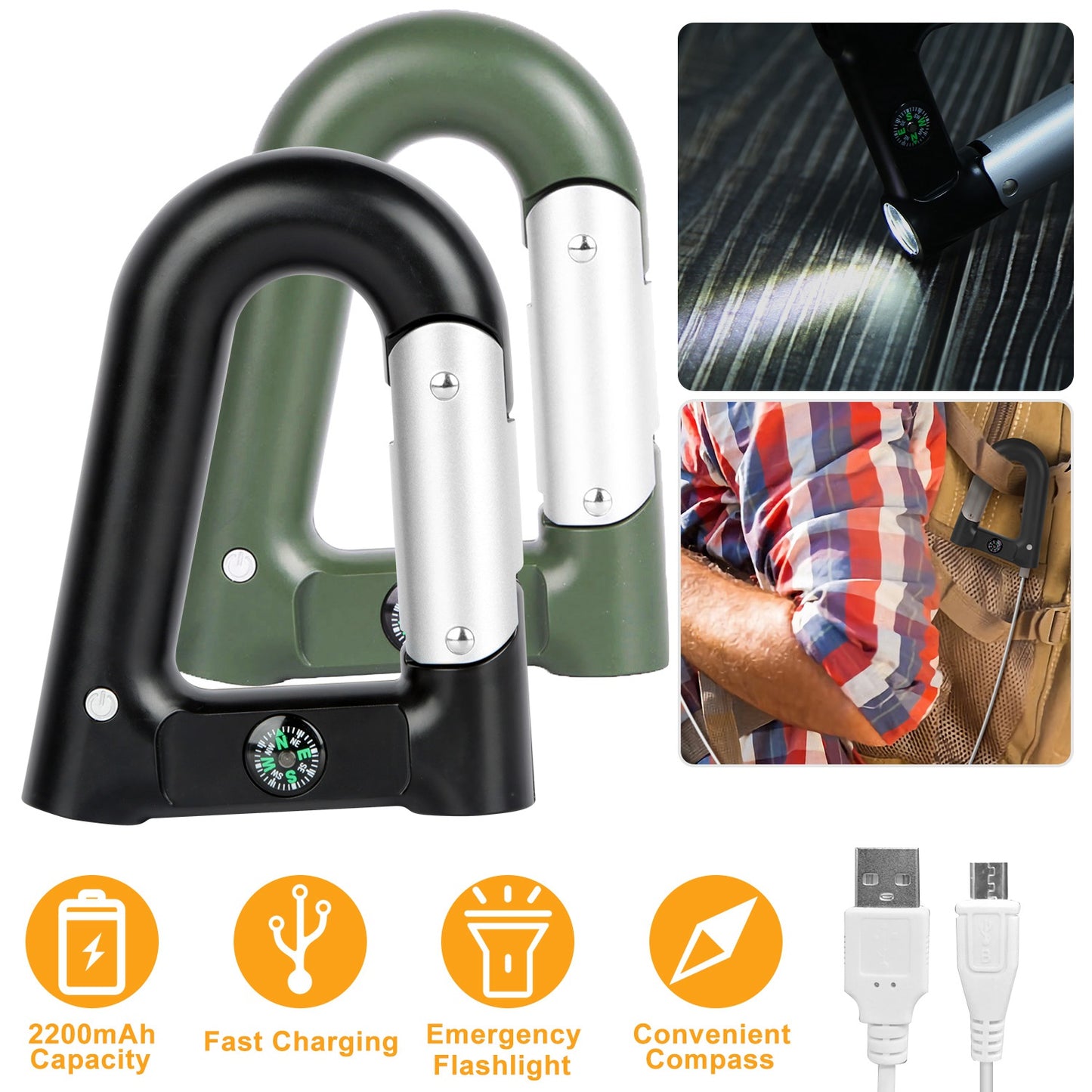 Compass Carabiner-Shaped Hiking Camping Use