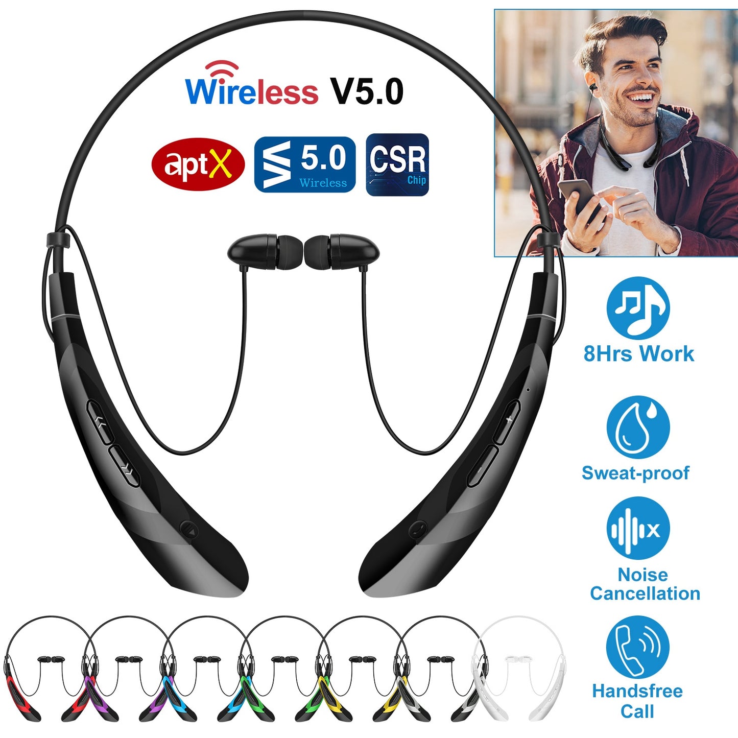 Sweat-proof Sport Headsets Earbuds