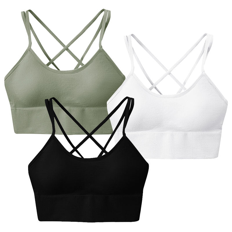 3Packs Women Cross Back Sport Bras
