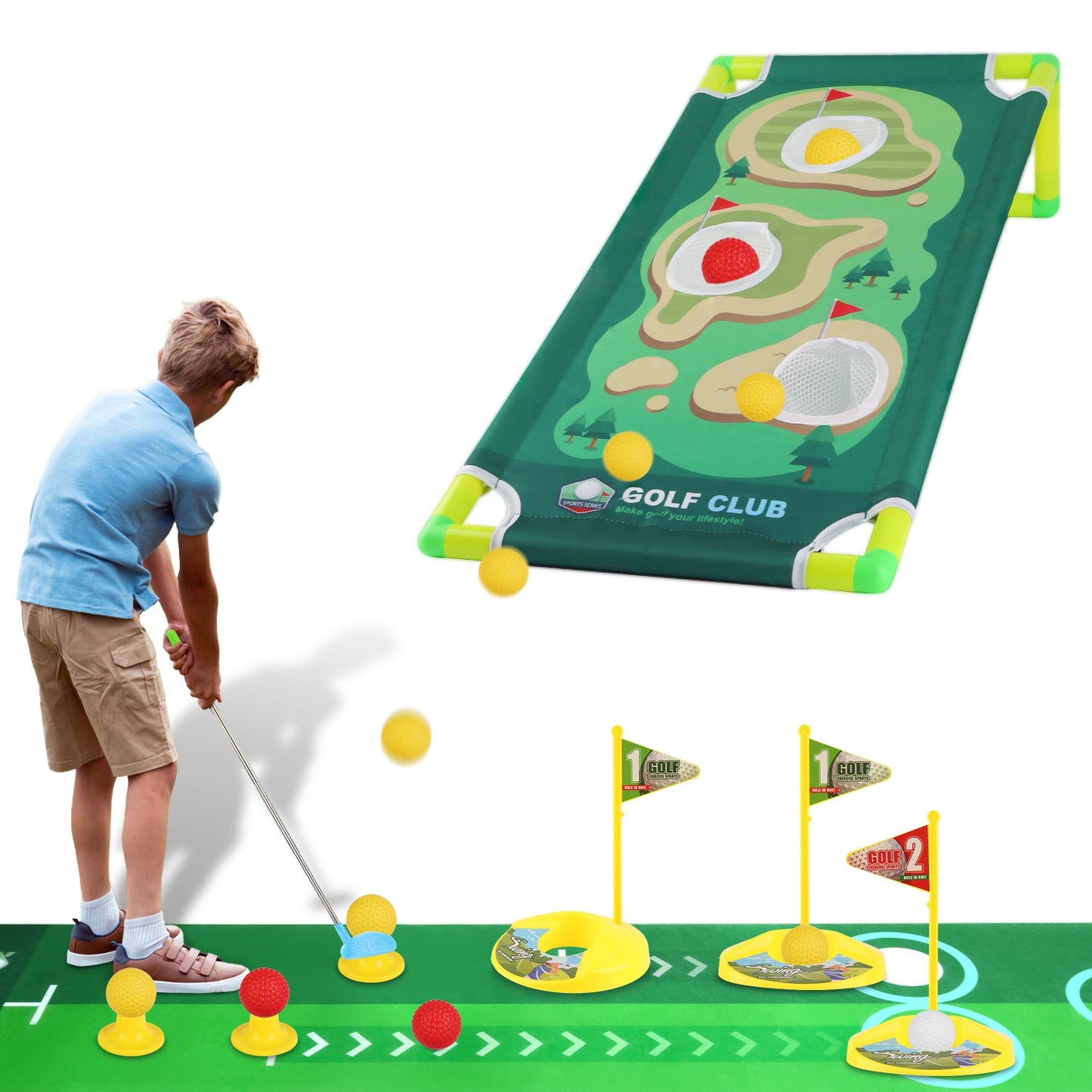 Toddler Golf Club Toy Set For Boys Girls Aged 3-8Years Old With Retractable Golf Clubs Indoor Outdoor Educational Kids Toys Golf Sport Birthday Christ
