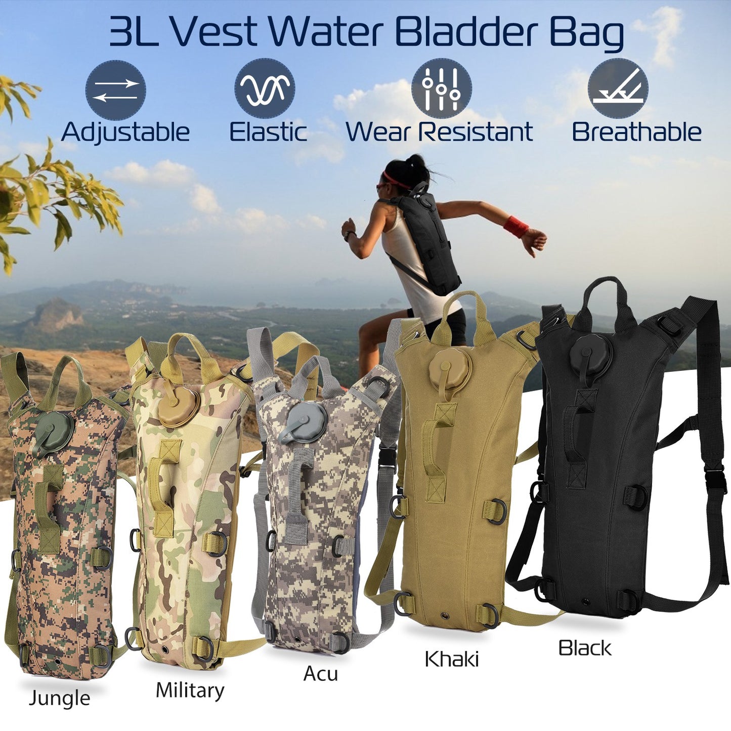 Tactical Hydration Pack 3L Water Bladder