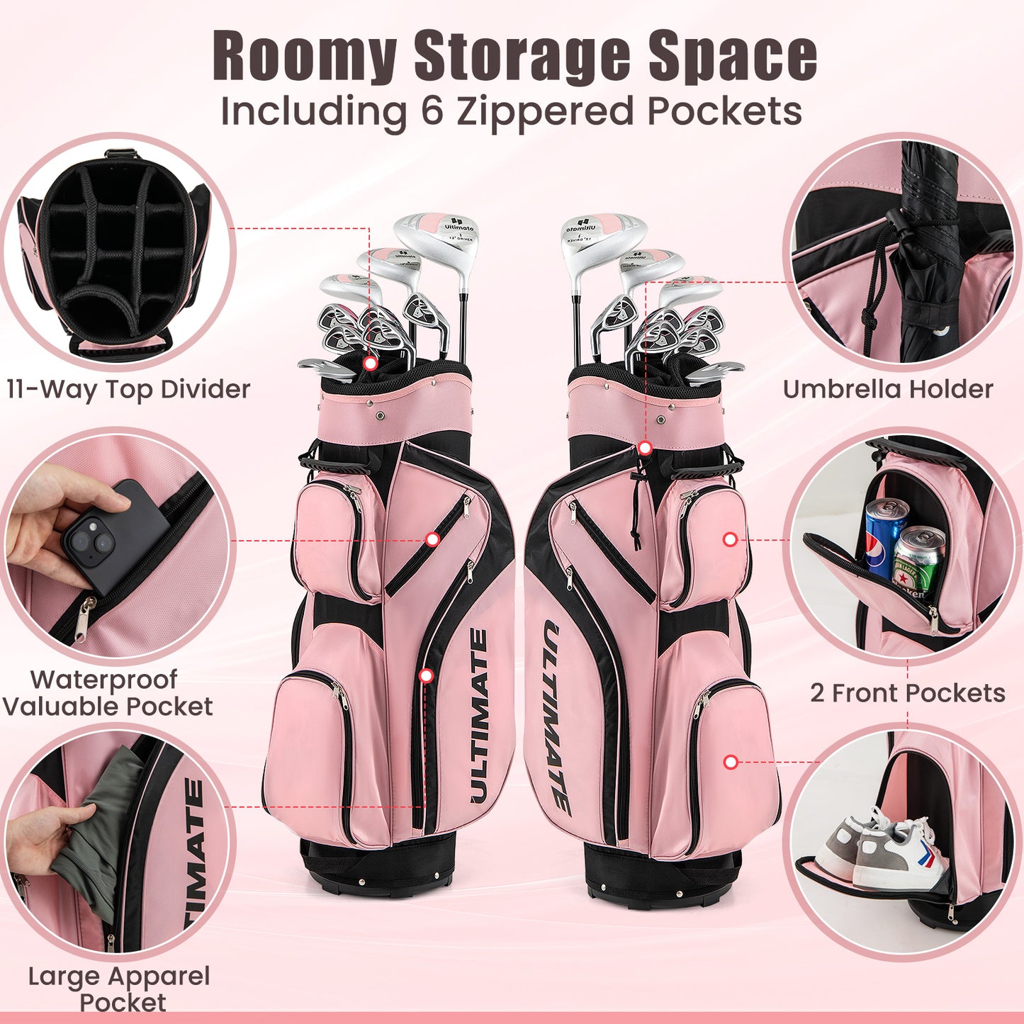 10 Pieces Womens Complete Golf Club Set with Alloy Driver