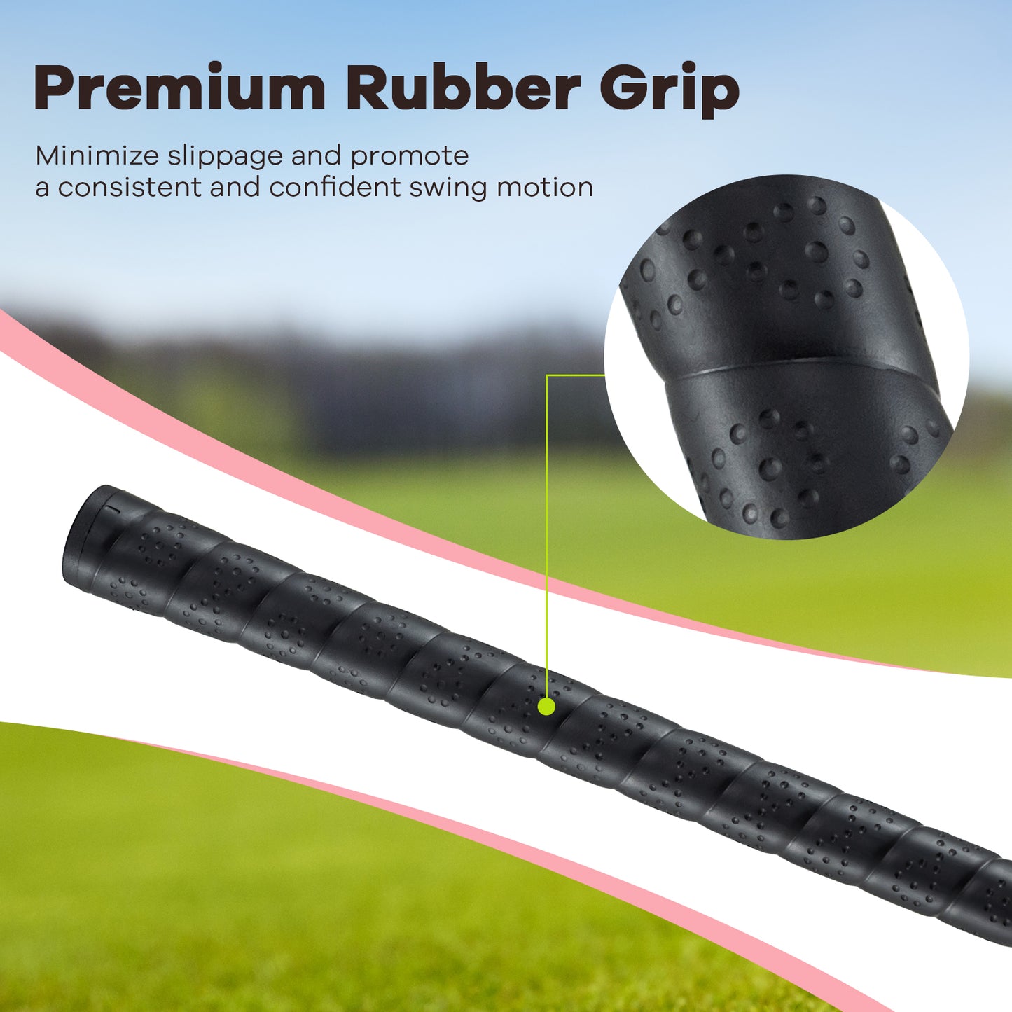 38 Inch 165CC Junior #3 Fairway Wood Golf Club with Fiberglass Shaft for Kids Ages 11-14-Pink