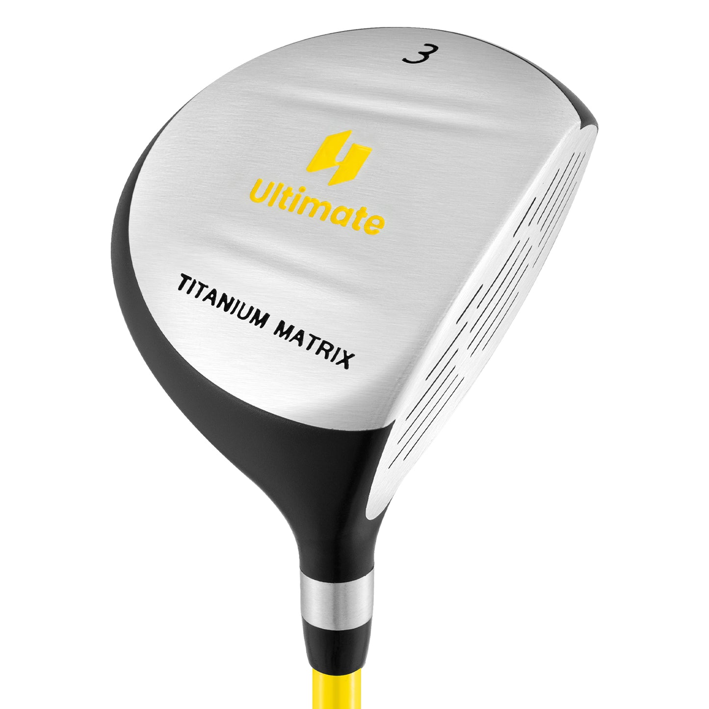 34 Inch 165CC Junior #3 Fairway Wood Golf Club with Fiberglass Shaft for Kids Ages 8-10-Yellow