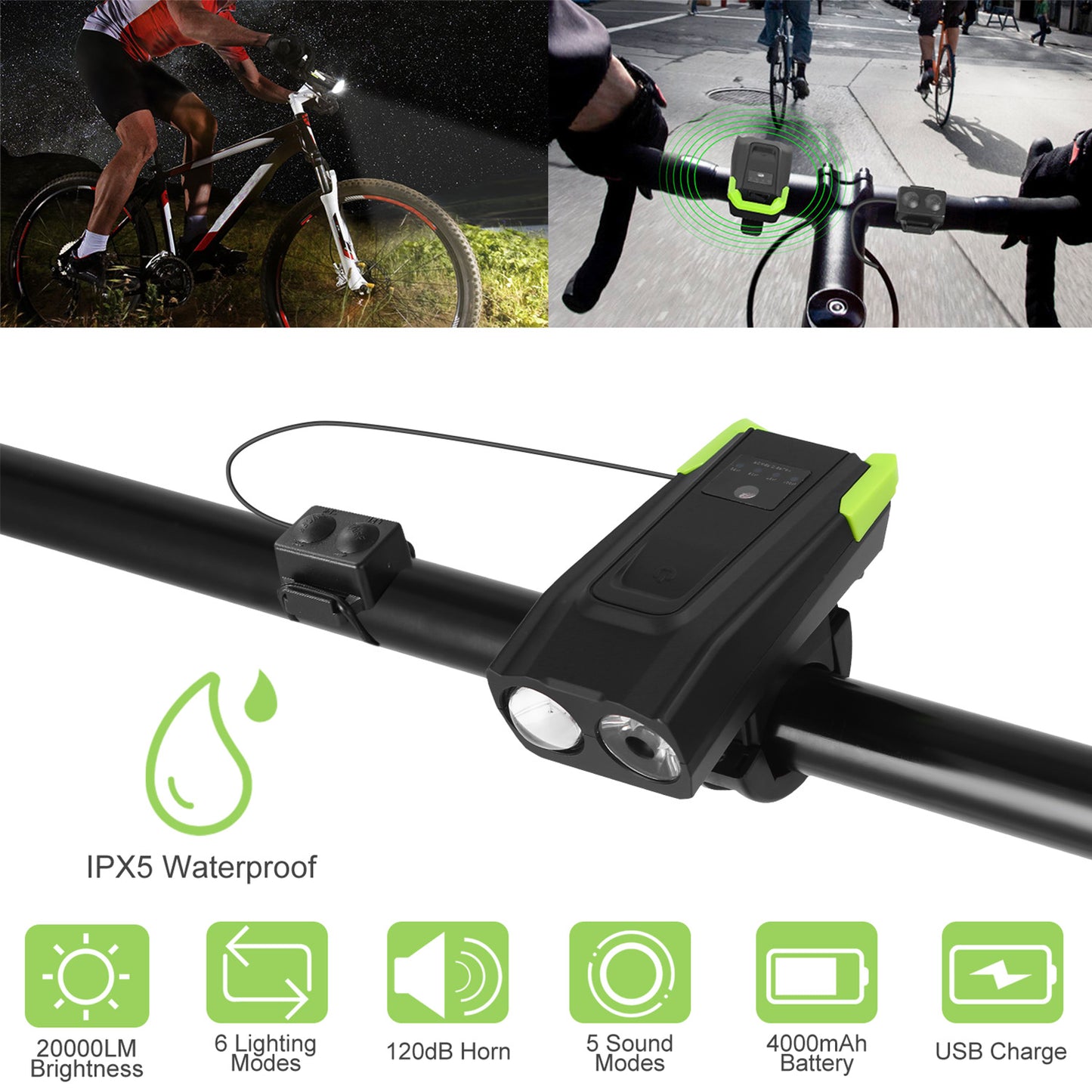 20000LM Bike Front Lights Set