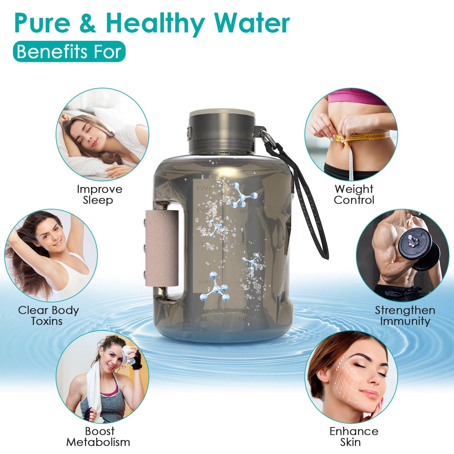 1.5L Large Capacity Water Bottle