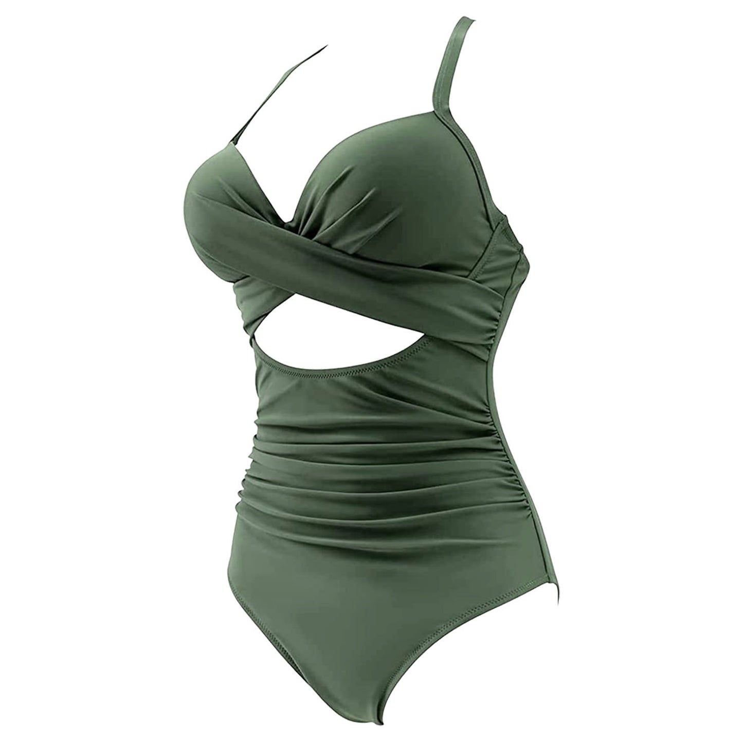 Women’s One Piece Swimsuit Beachwear Swimwear Tummy Control Cutout High Waist Bathing Suit Wrap