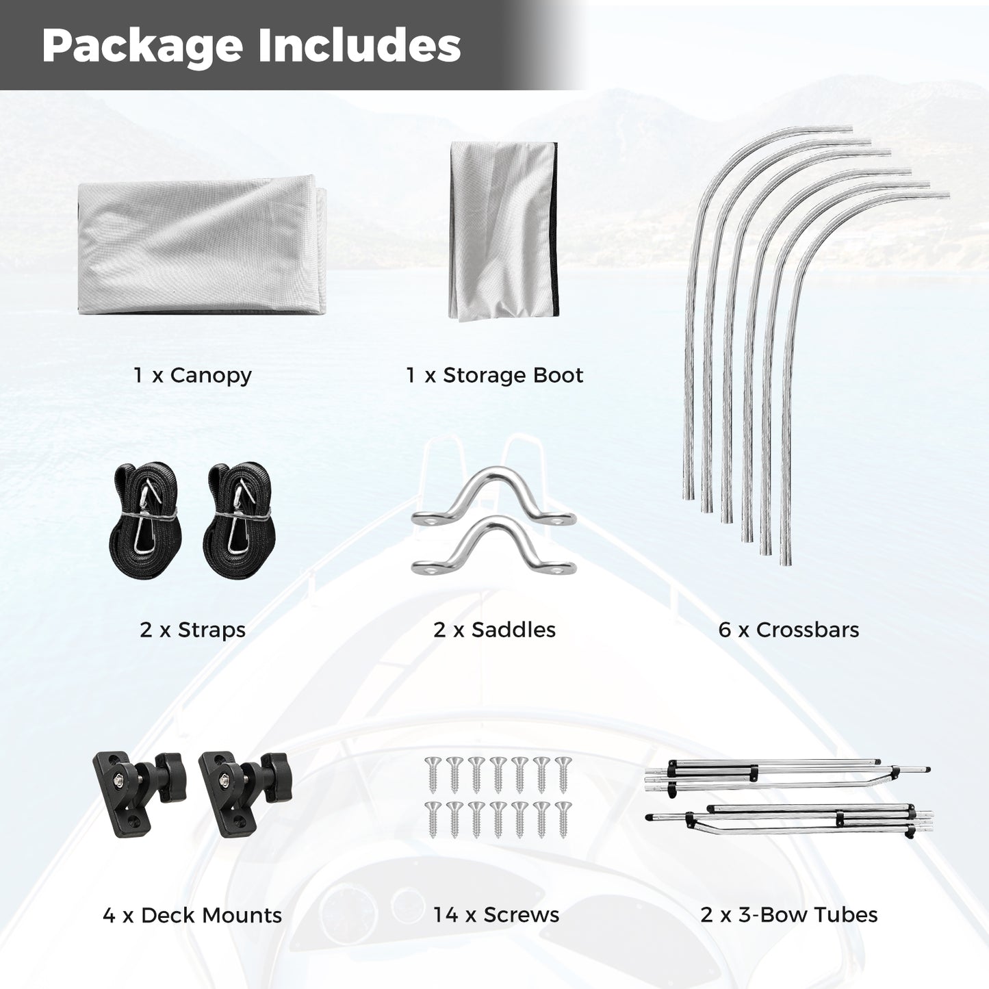 3-Bow/4-Bow Boat Bimini Top Sun Shade Boat Canopy with Storage Boot-3-Bow