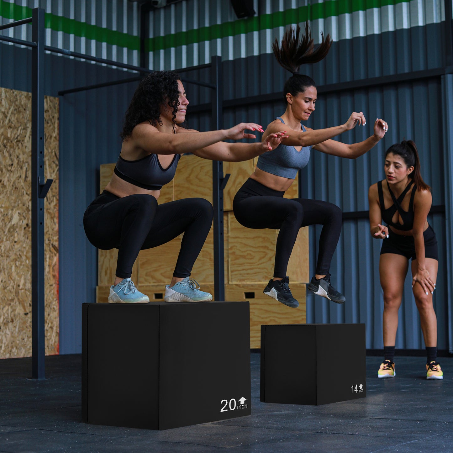 3 In 1 Foam Plyometric Box with 3 Heights and Easy-to-Clean PU Cover-16 Inches
