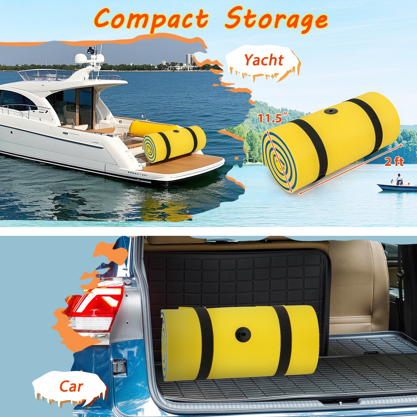 3-layer Tear-resistant Relaxing Foam Floating Pad-Yellow
