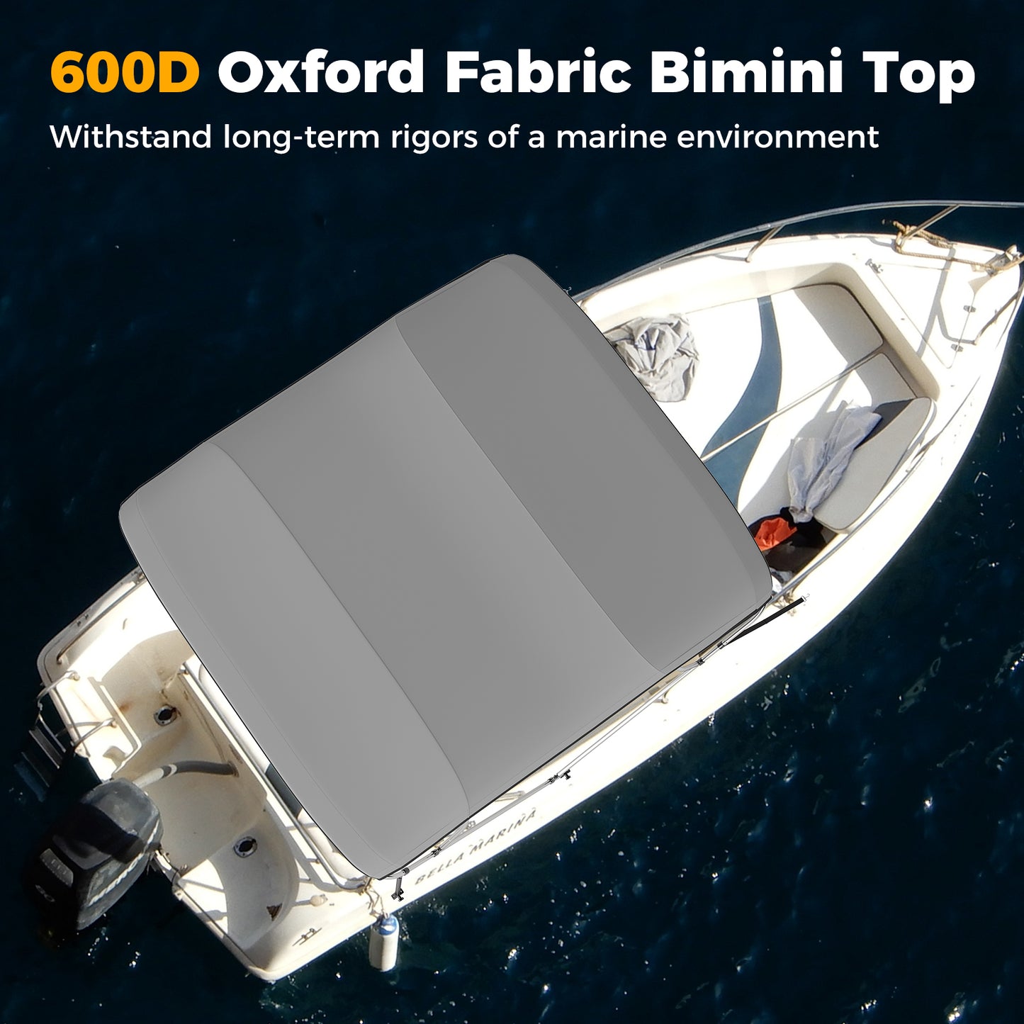 3-Bow/4-Bow Boat Bimini Top Sun Shade Boat Canopy with Storage Boot-4-Bow
