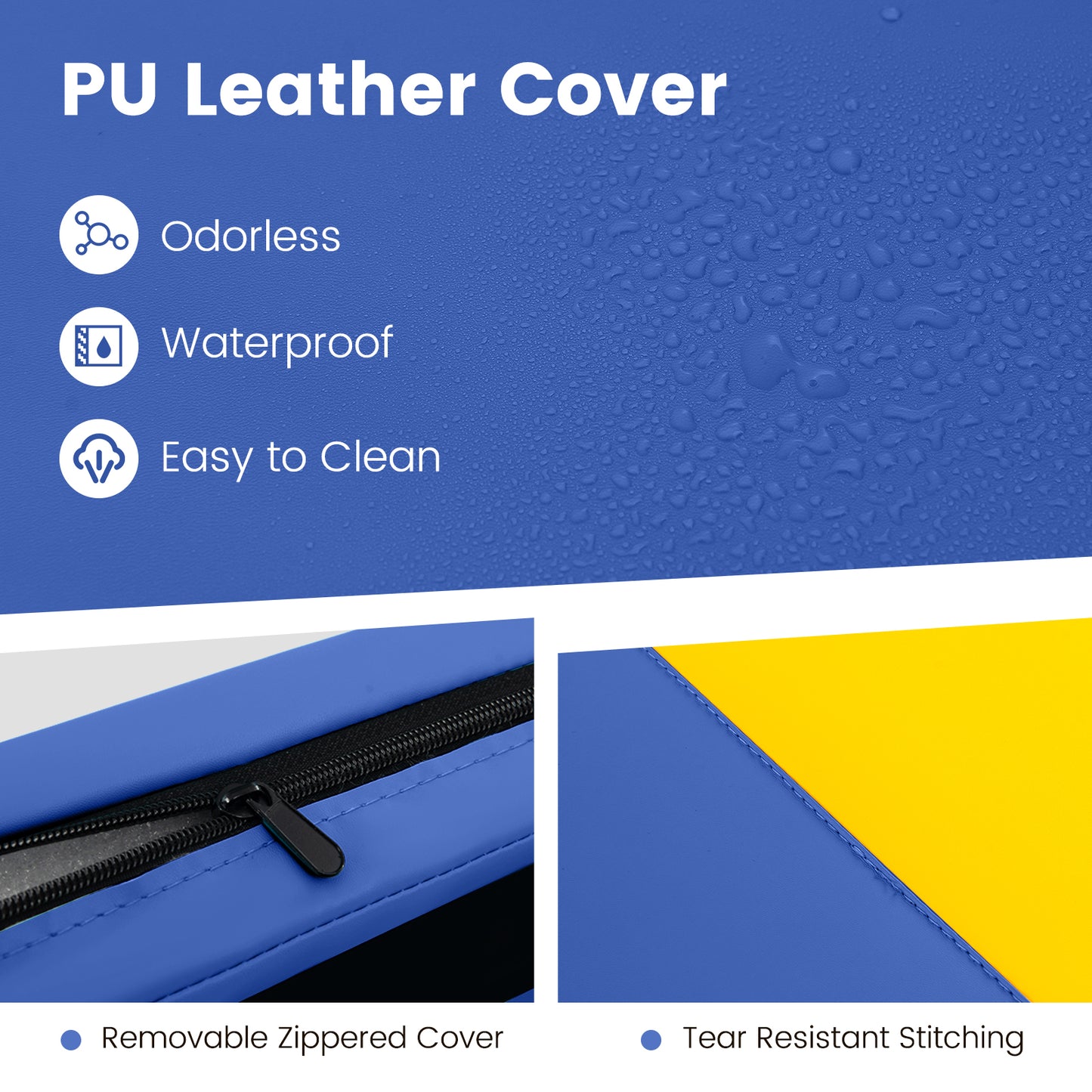 4-Panel PU Leather Folding Exercise Mat with Carrying Handles-Multicolor
