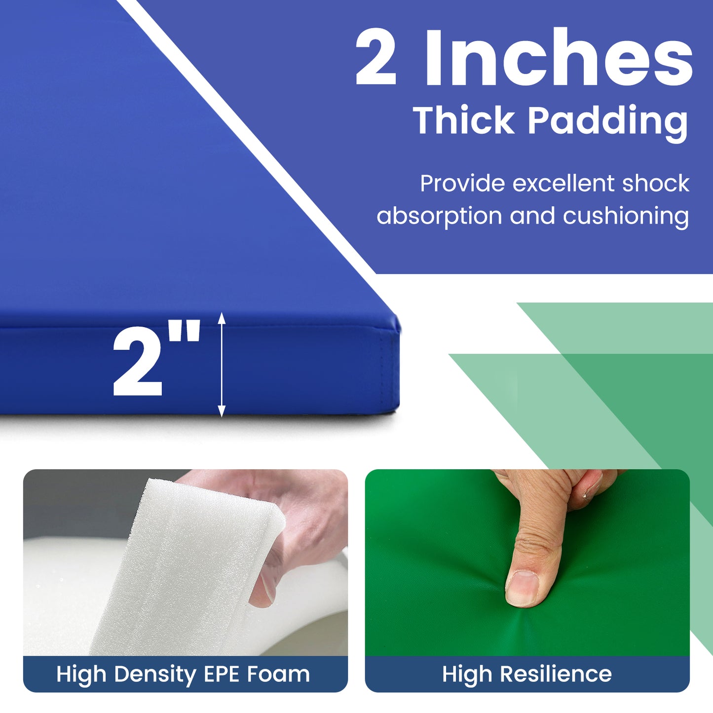 4-Panel PU Leather Folding Exercise Mat with Carrying Handles-Multicolor