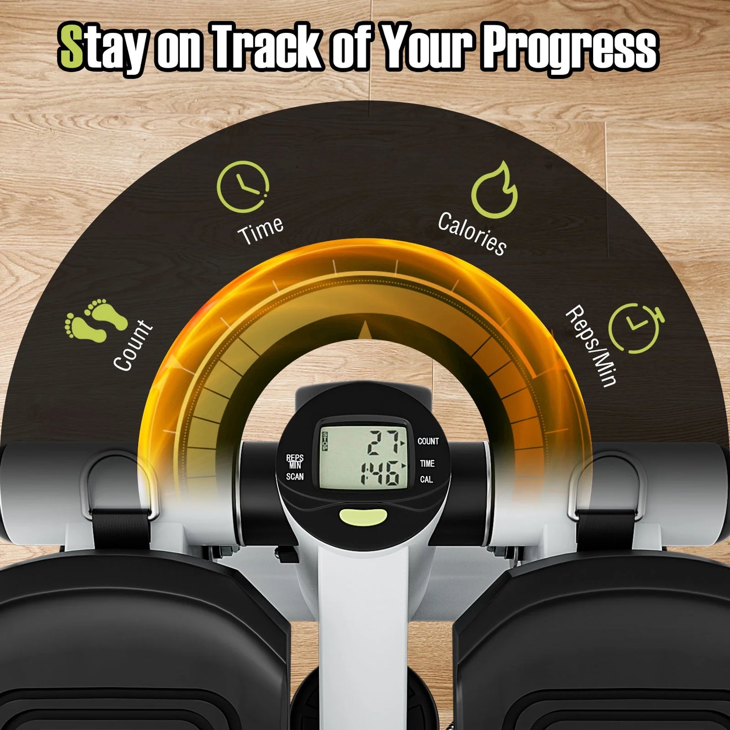 Mini Stepper with Resistance Bands and Adjustable Height for Exercise at Home-White