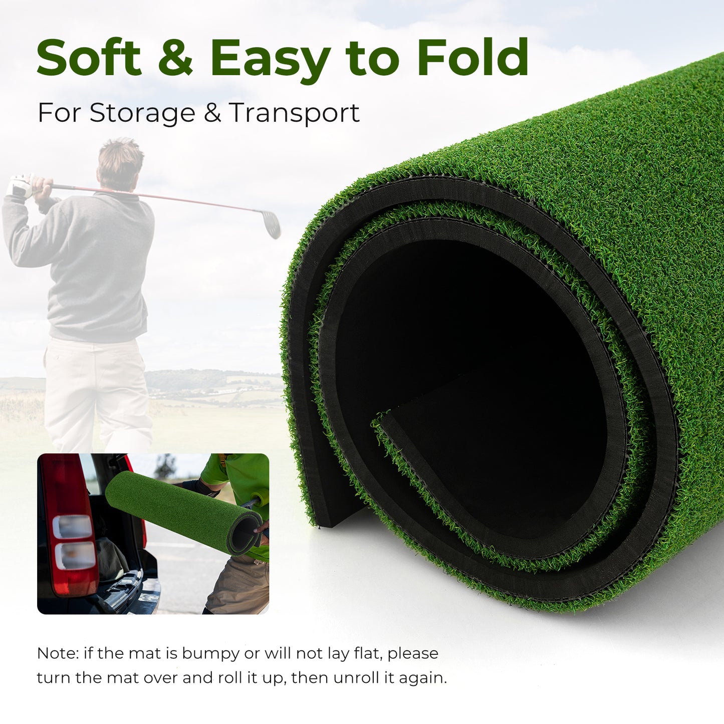 5 x 3 ft Artificial Turf Grass Practice Mat for Indoors and Outdoors-32mm
