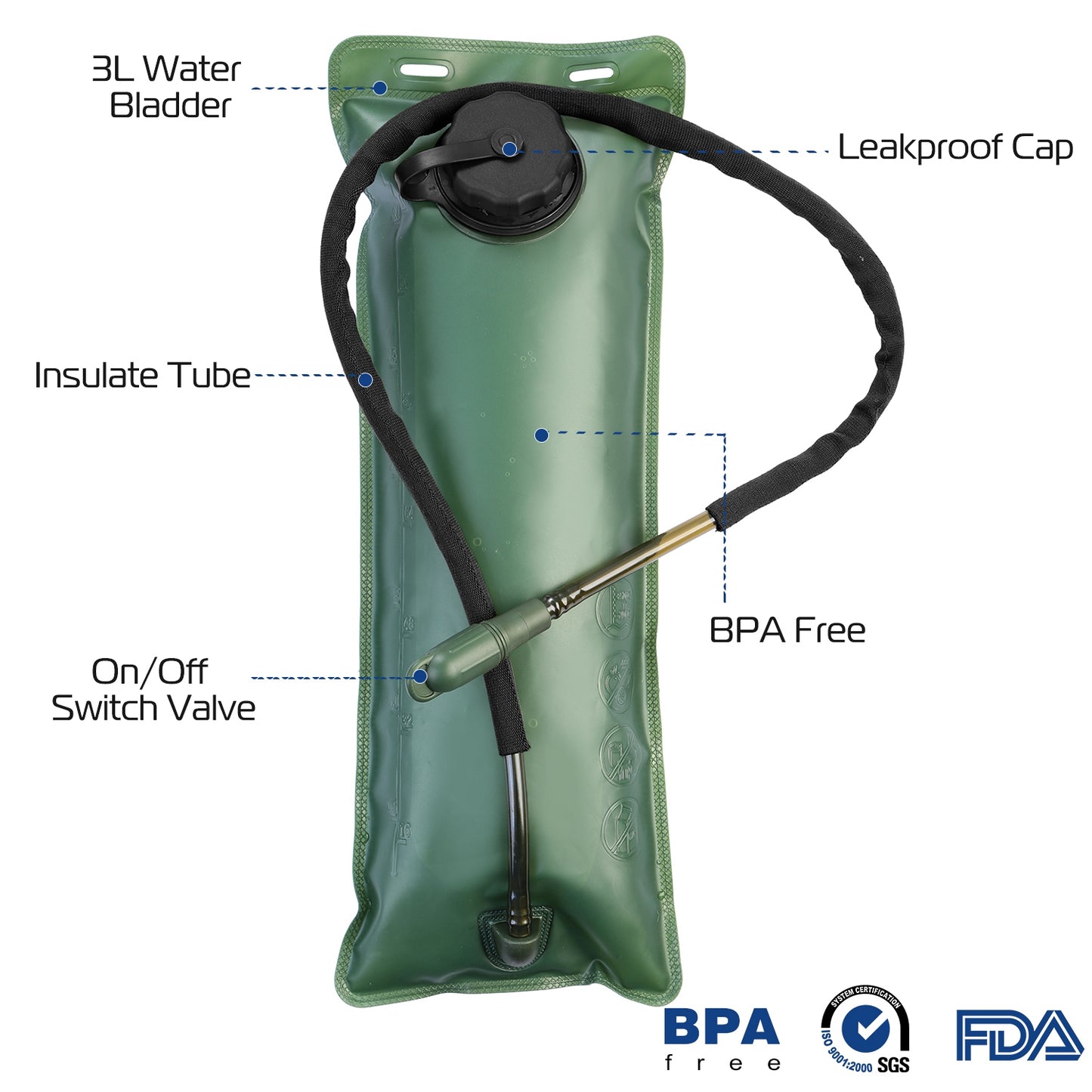 Tactical Hydration Pack 3L Water Bladder