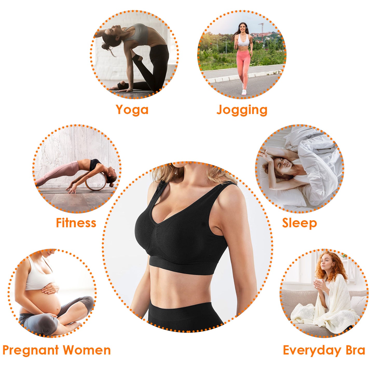 3 Pack Sport Bras For Women