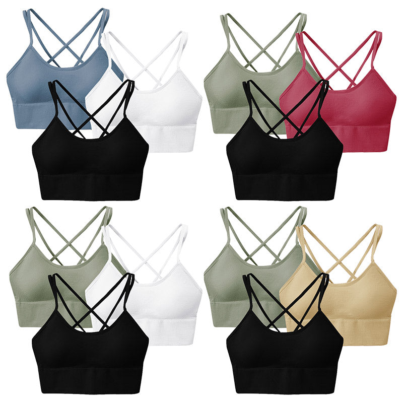 3Packs Women Cross Back Sport Bras