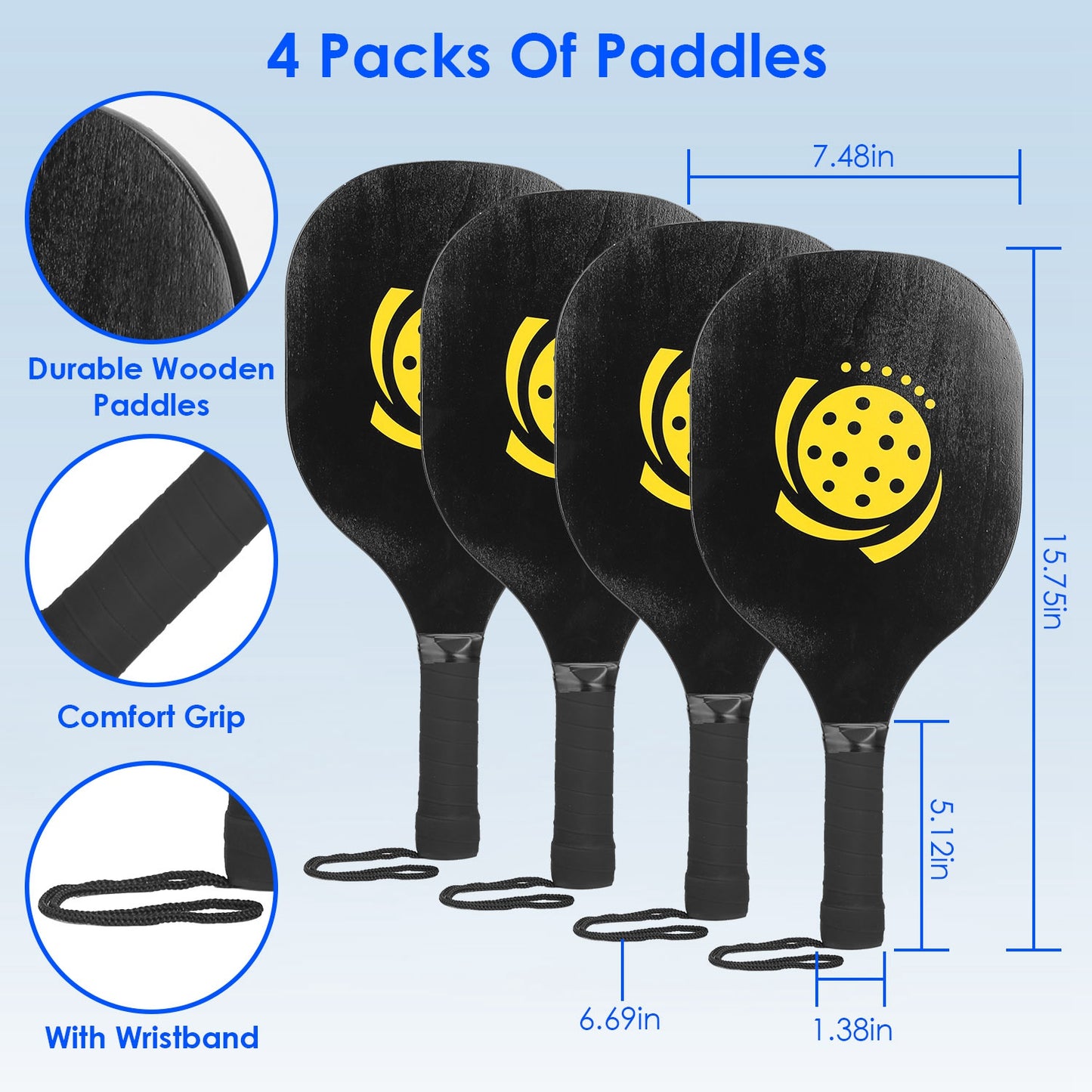 Complete Pickleball Net Paddle Set
