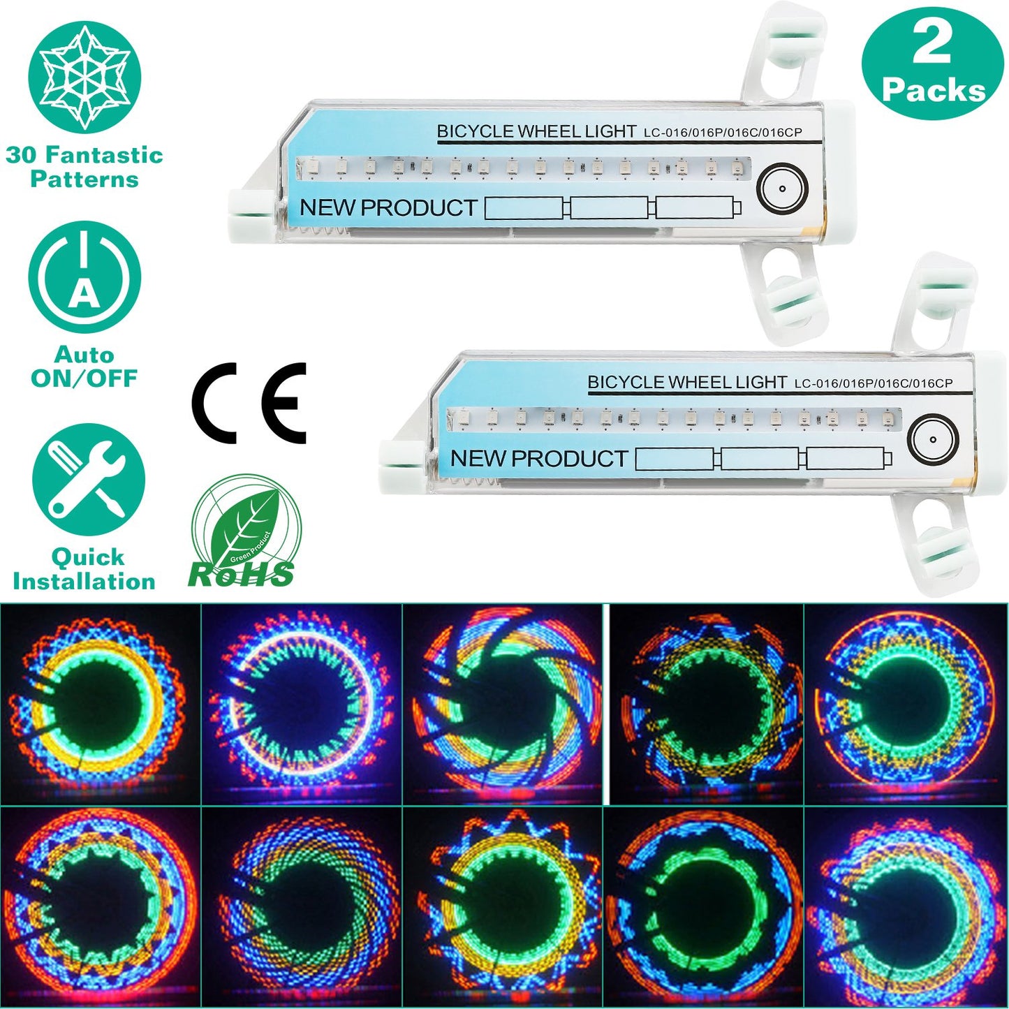 2Pcs 32LEDs Patterns Cycling Lights