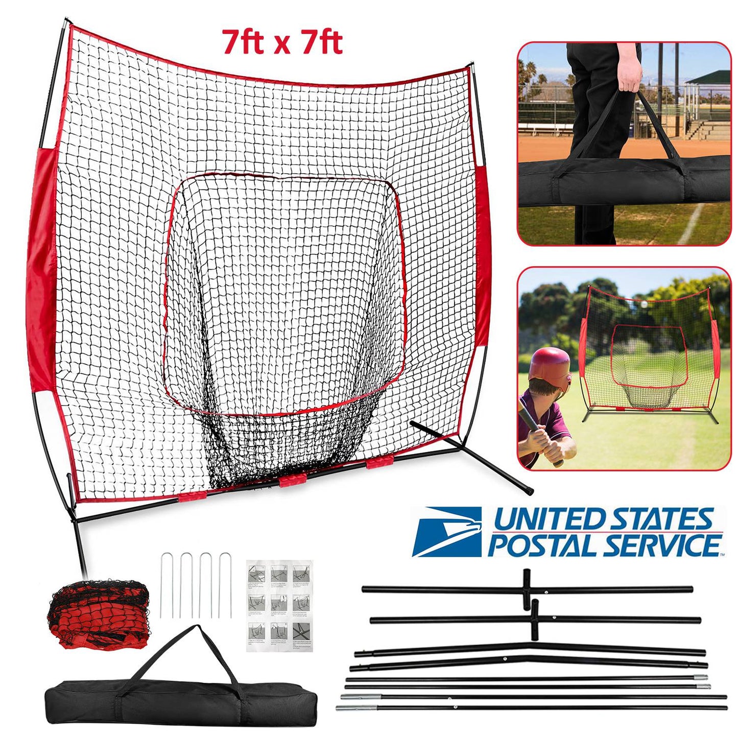 Baseball Practice Training Net With Bow Frame