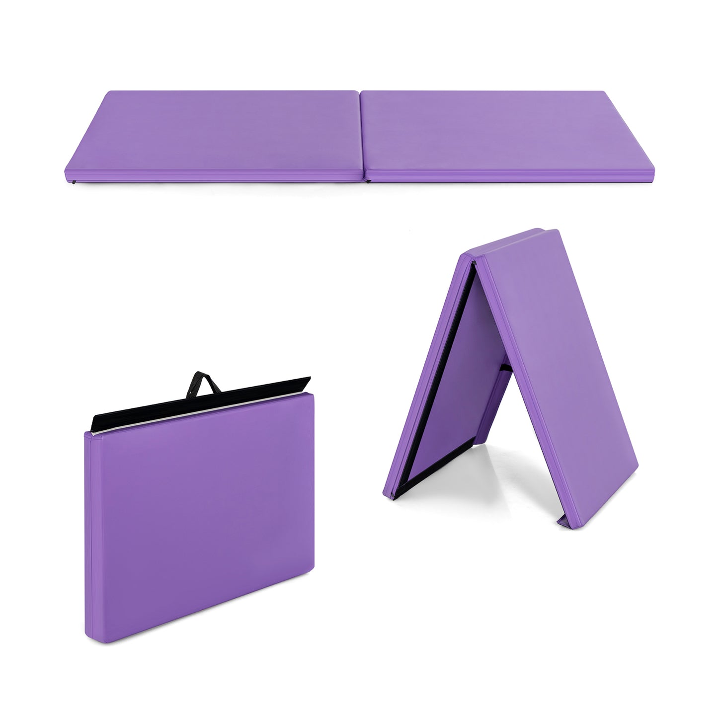6 x 2 Feet Folding Gymnastic Mat with Carrying Handles for Yoga-Purple