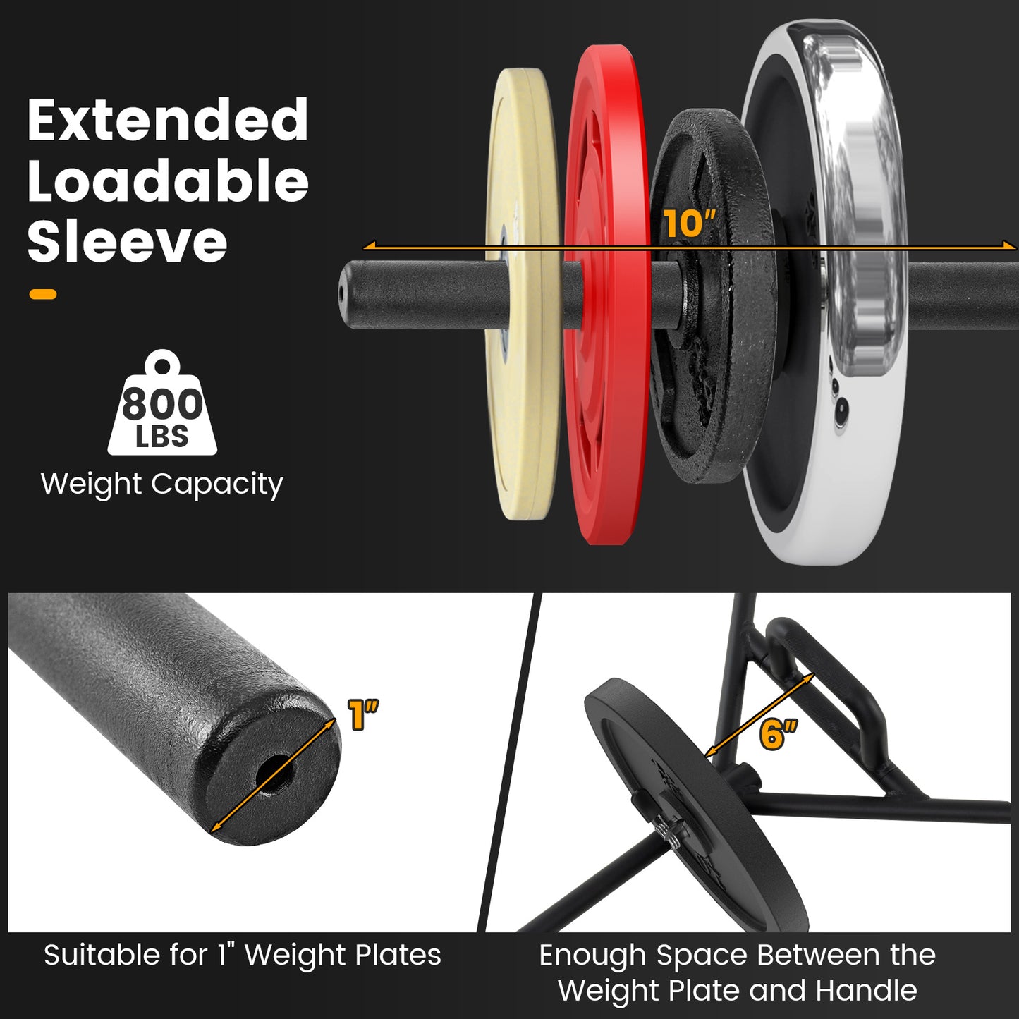 Olympic Hex Trap Bar with 2 Spring Collars and Foldable Handle-Black