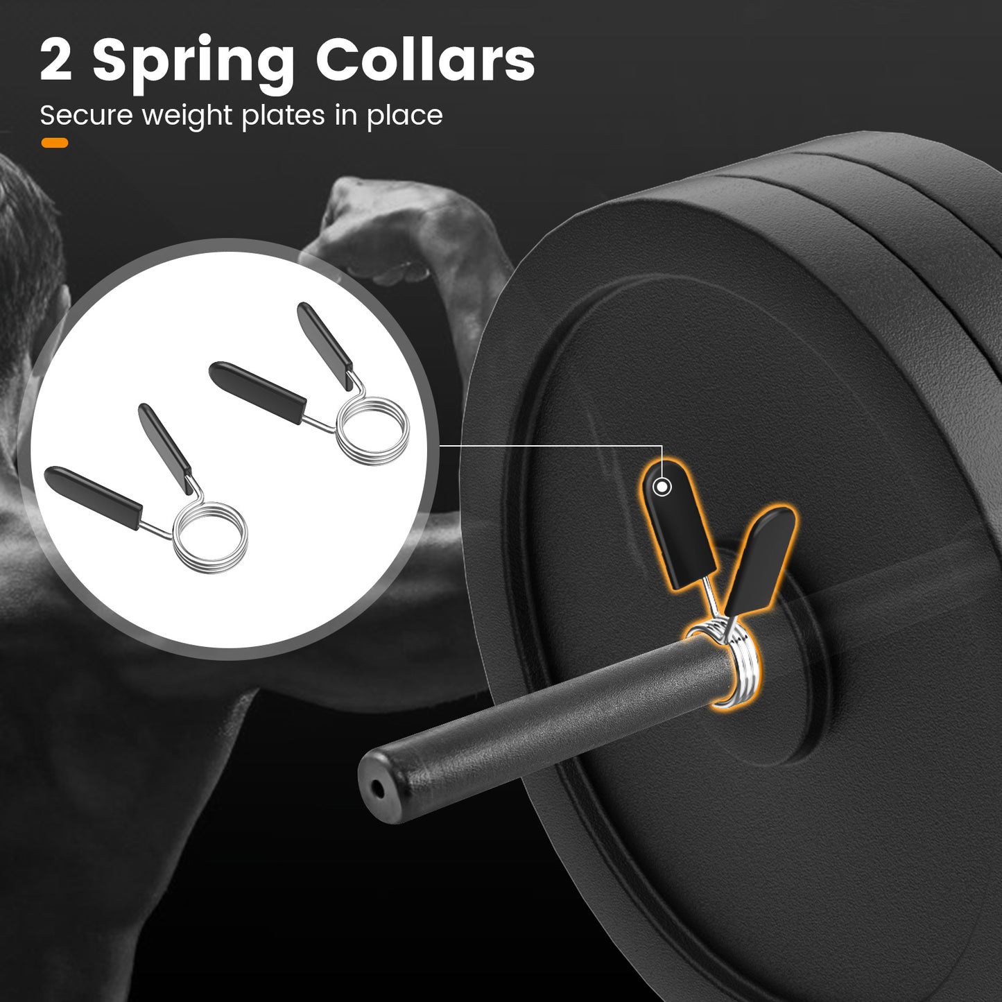 Olympic Hex Trap Bar with 2 Spring Collars and Foldable Handle-Black