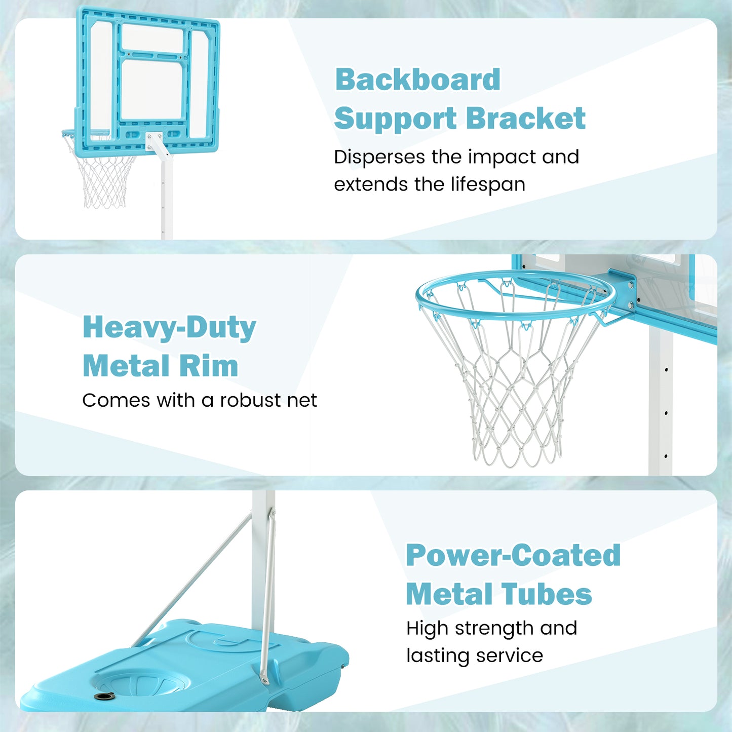 Pool Basketball Hoop Poolside Portable Basketball Goal with Shatterproof Backboard-White