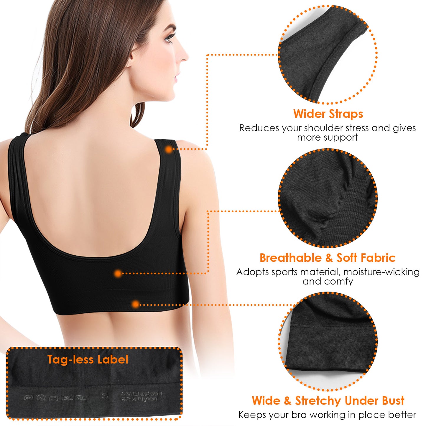 3 Pack Sport Bras For Women