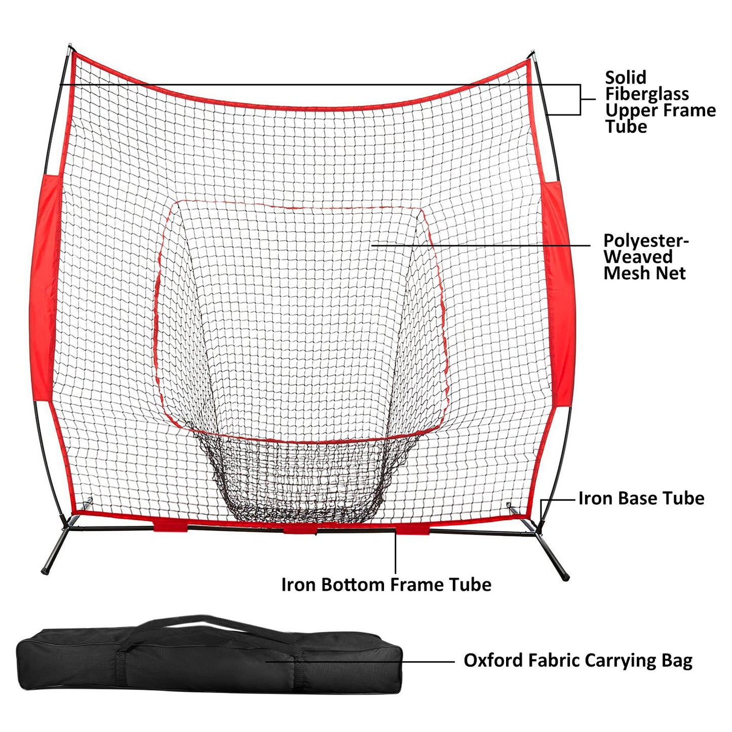 Baseball Practice Training Net With Bow Frame