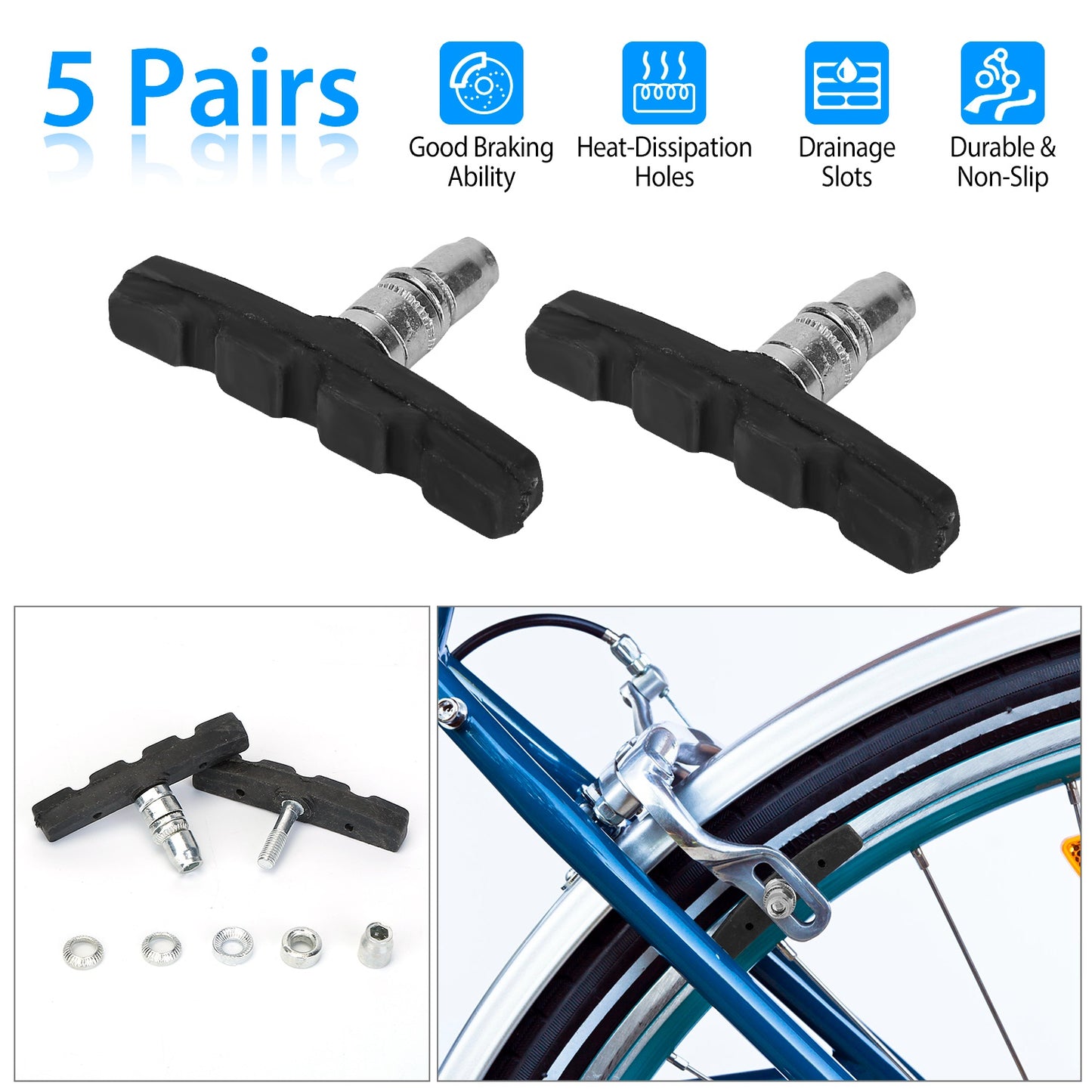 5 Pairs V Bike Brake Pads