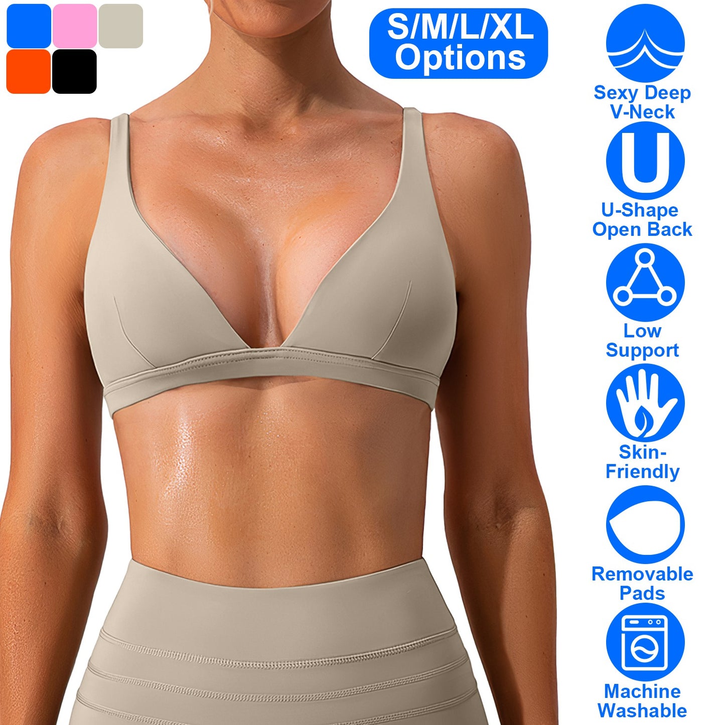 Women Deep V-Neck Sports Bras