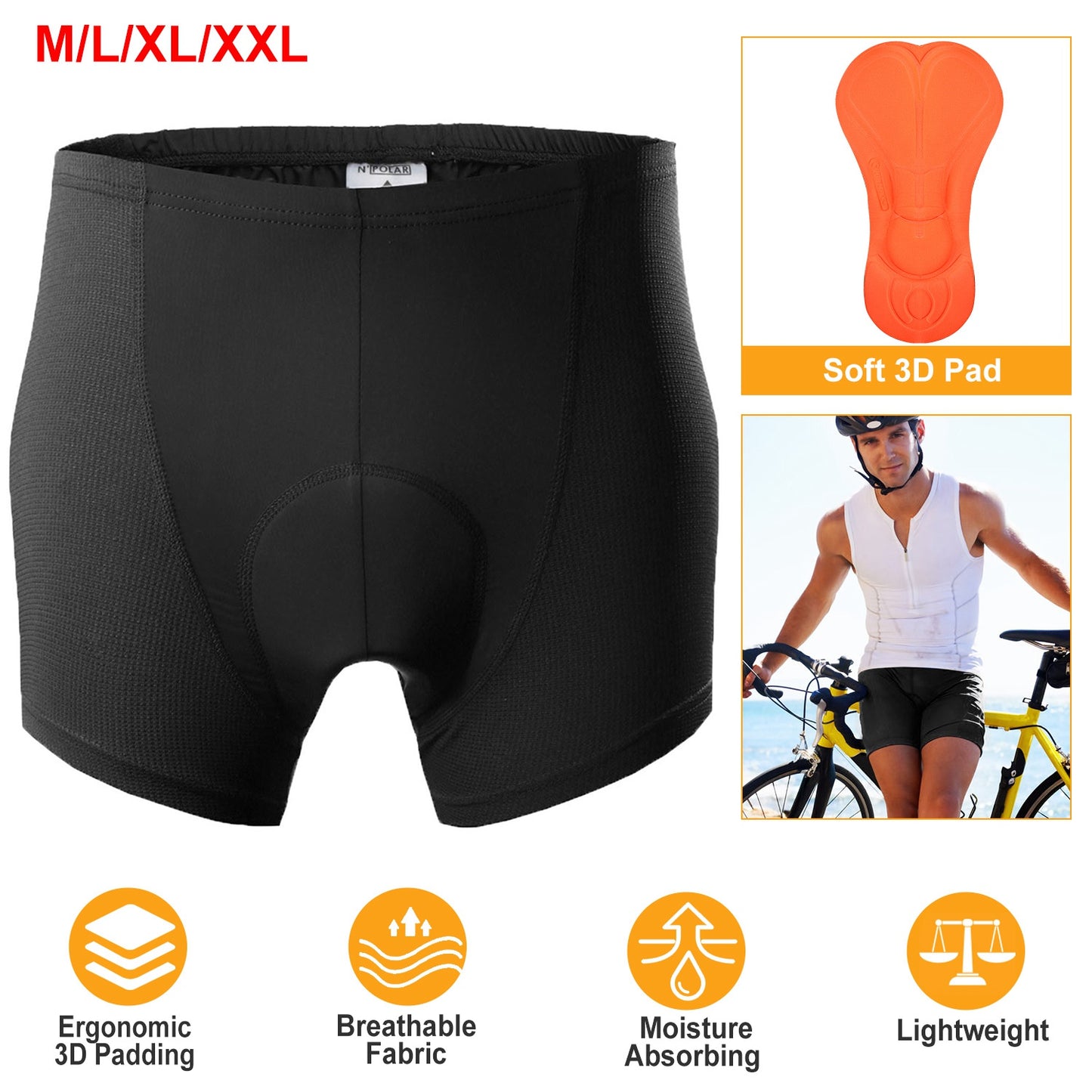 Men's 3D Padded Cycling Underwear Shorts