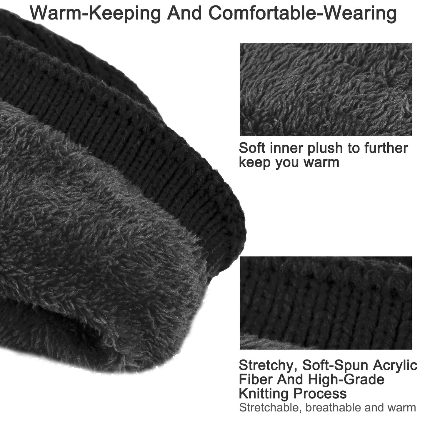 Unisex Knit Beanie Hat with Goggle Chunky Winter Warm Hat Skull Cap 4 Colors