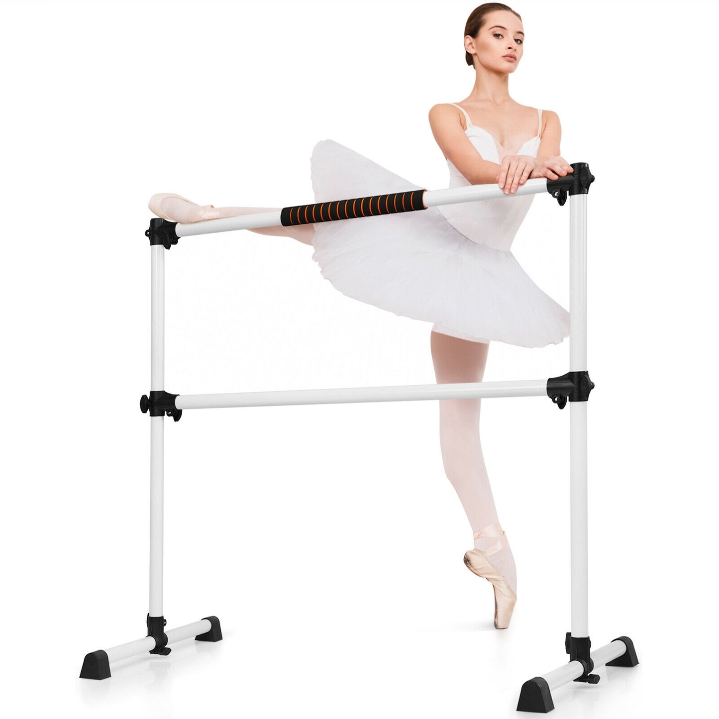4 Feet Portable Ballet Barre with Adjustable Height-Gray