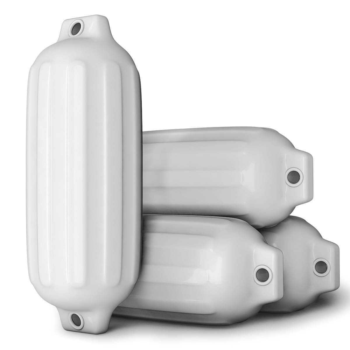 4 Ribbed Marine 8.5" x 27" Boat Fender Vinyl Bumper-White