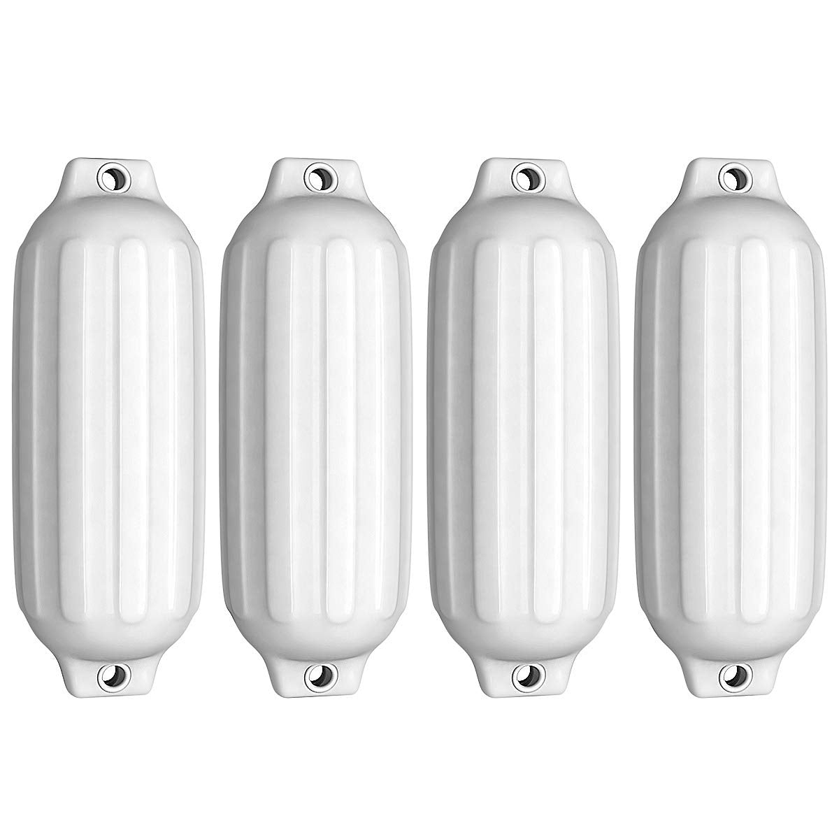 4 Ribbed Marine 8.5" x 27" Boat Fender Vinyl Bumper-White
