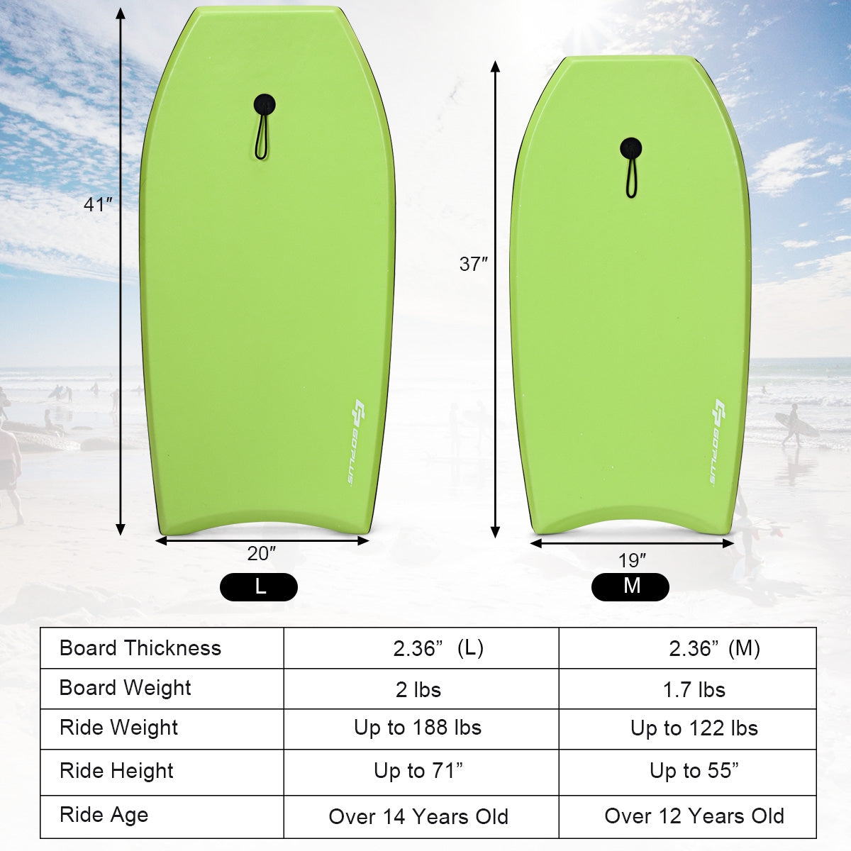 Super Surfing Lightweight Bodyboard with Leash-L