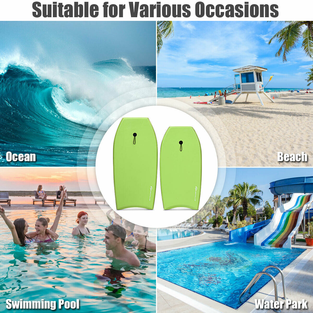 Super Surfing Lightweight Bodyboard with Leash-L
