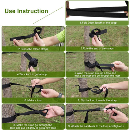 600lbs Load 2 Persons Hammock w/Mosquito Net Outdoor Hiking Camping Hommock Portable Nylon Swing Hanging Bed w/ Strap Hook Carry Bag