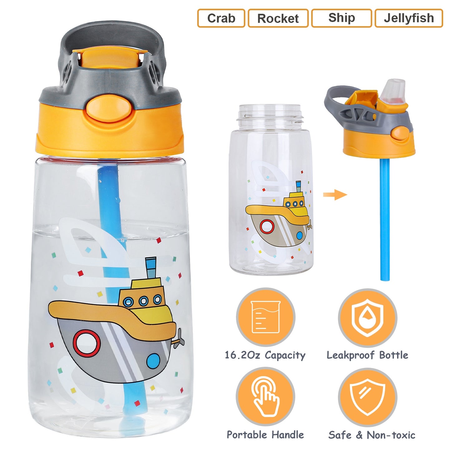 16.2Oz Leak-proof Kids Water Bottle