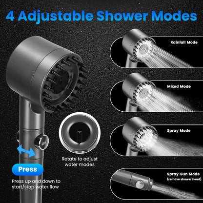 Portable Shower for Camping Include IPX7 Waterproof 6000mAh Rechargeable Shower Pump Filtered Shower Head 5.3Gallon Foldable Bucket For Hiking Beach T