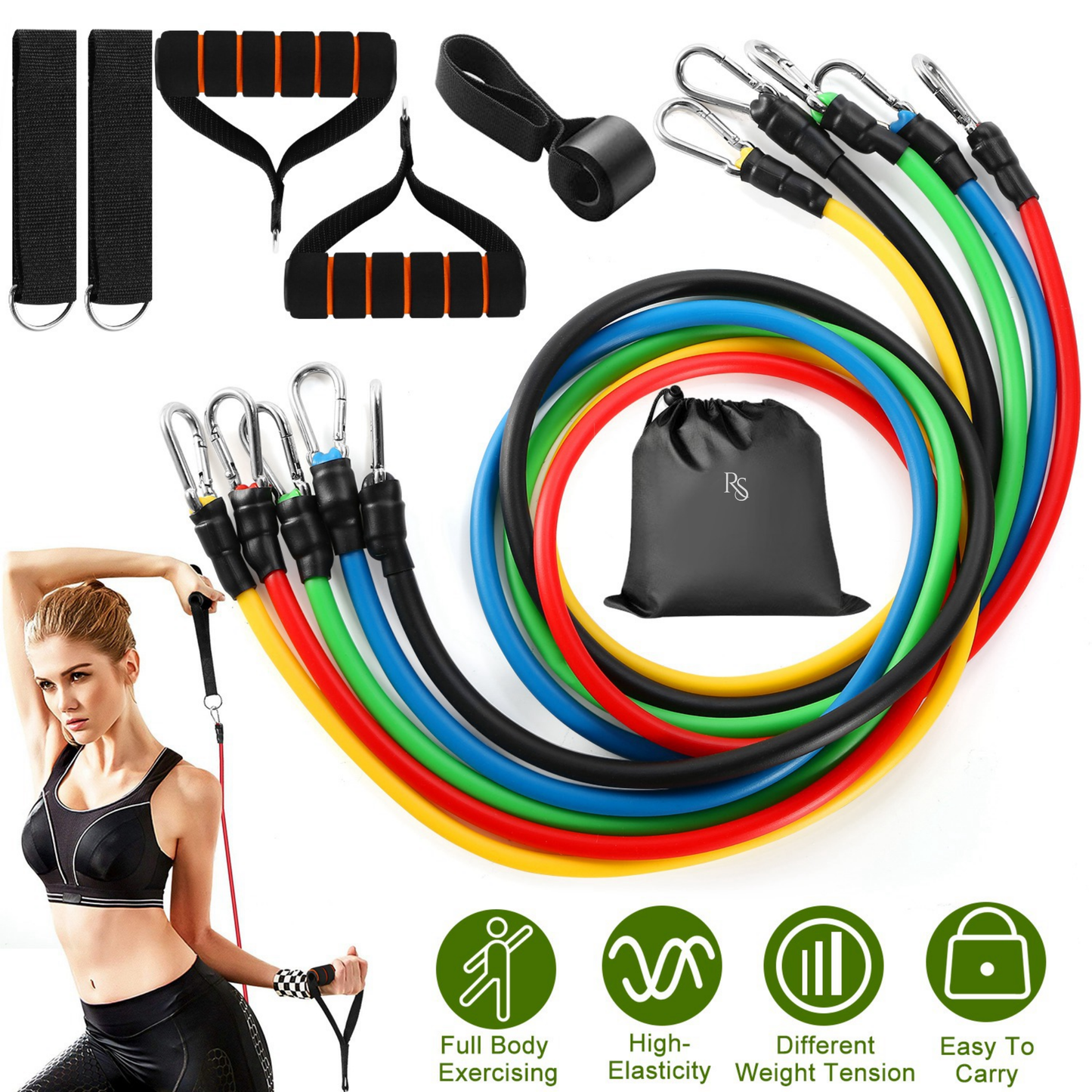 11Pcs Fitness Resistance Bands Set