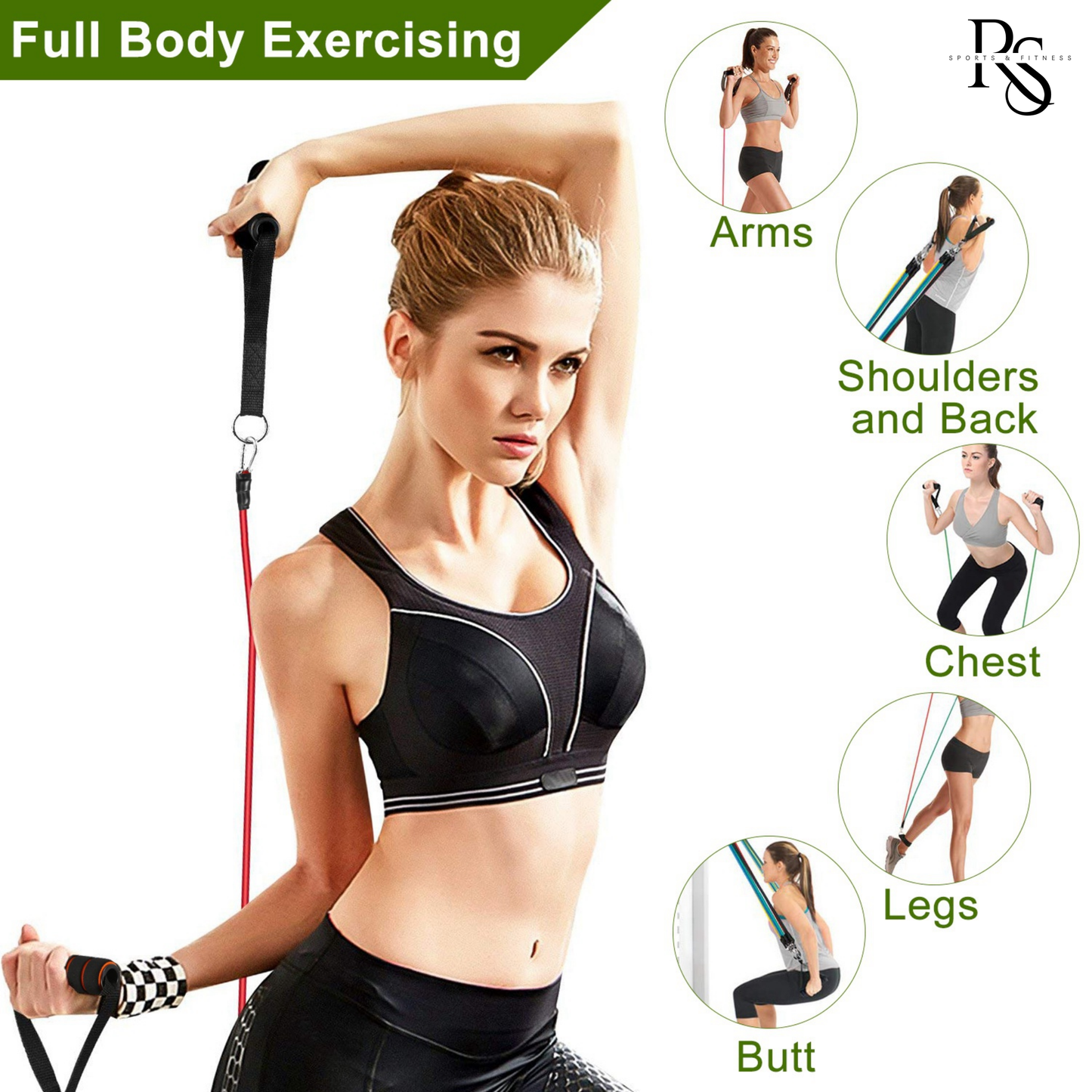 11Pcs Fitness Resistance Bands Set