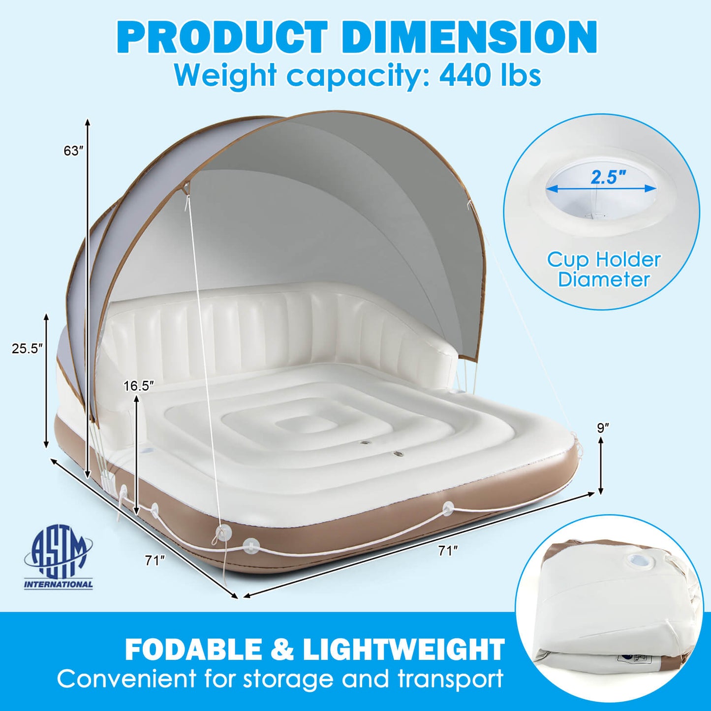 Inflatable Pool Float Lounge Swimming Raft