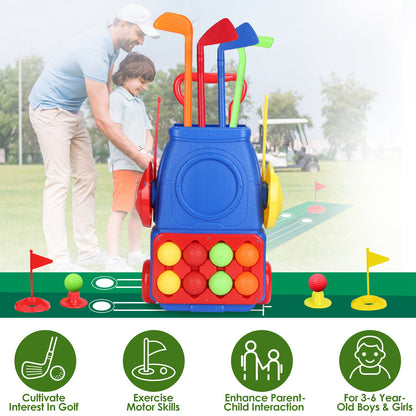 Toddler Golf Clubs Set Kids Golf Kits Toddler Golf Ball Game Play Set Golf Game with 4 Golf Sticks 8 Golf Balls 2 Golf Holes 1 Golf Mat for 3-6 Year O