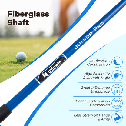 38 Inch 165CC Junior #3 Fairway Wood Golf Club with Fiberglass Shaft for Kids Ages 11-14-Blue