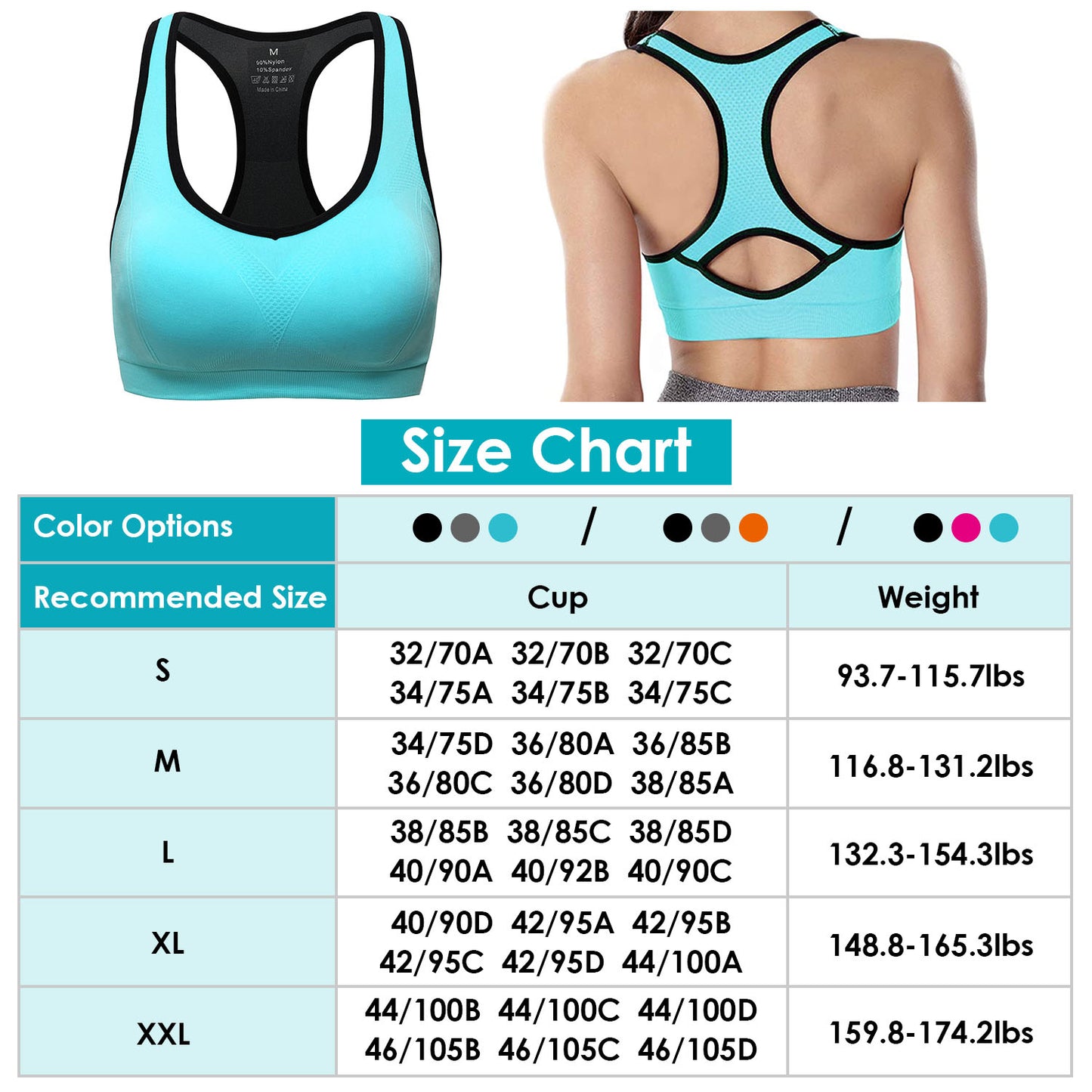 3 Packs Women Padded Sports Bras