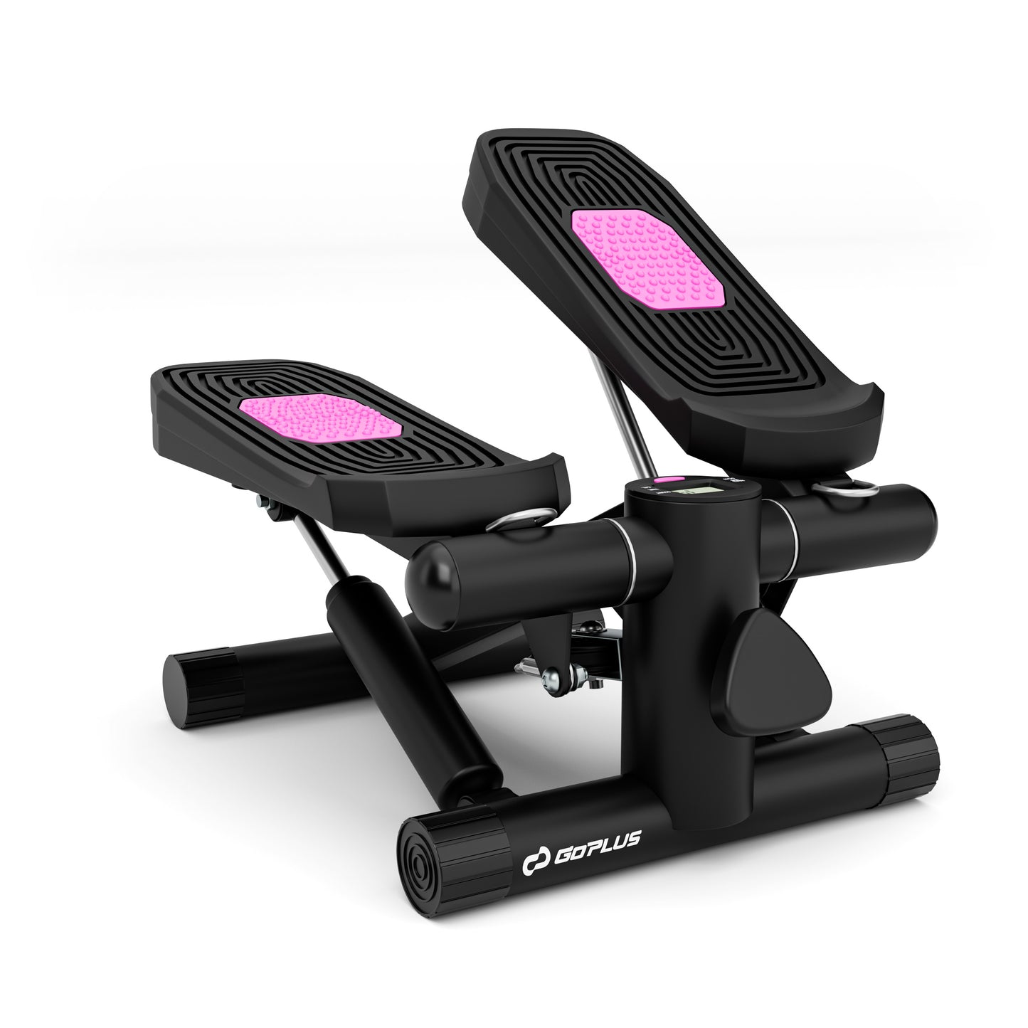 Mini Stepper with Resistance Bands and Adjustable Height for Exercise at Home-Black